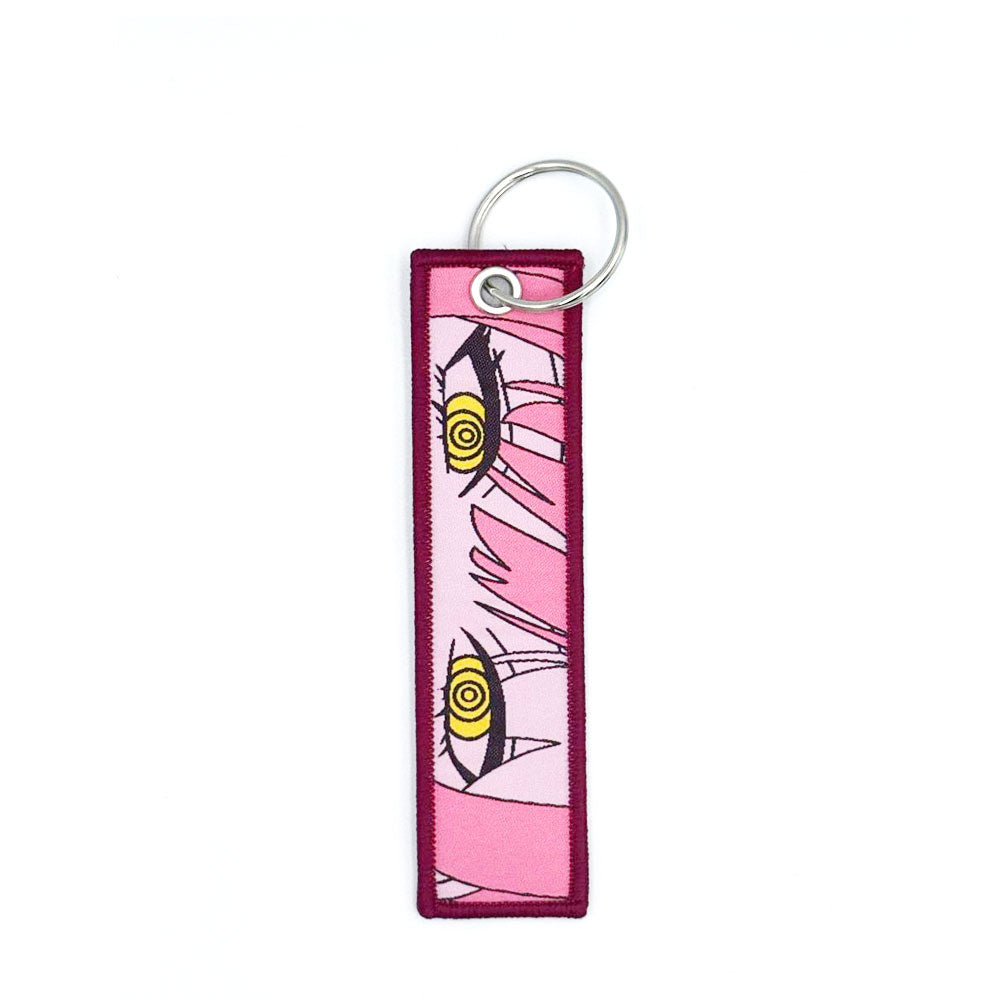 Embroidered keychain on Japanese anime tags