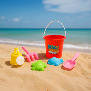 لعبة شاطئ رملية للأطفال مكونة من 6 قطع بتصميم لطيف للعب في الهواء الطلق