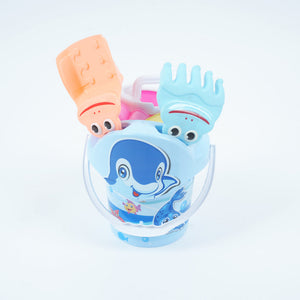 مجموعة ألعاب شاطئية للأطفال مع دلو وحيوانات ملونة – 6 قطع