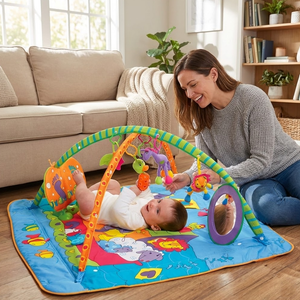 سجادة ألعاب وأنشطة للأطفال مع قوس ألعاب ومرايا