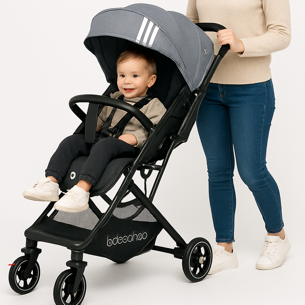 عربة اطفال مع مقبض متعدد الاتجاهات