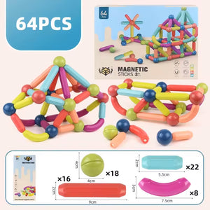 Magnetic sticks with balls – 64 pieces