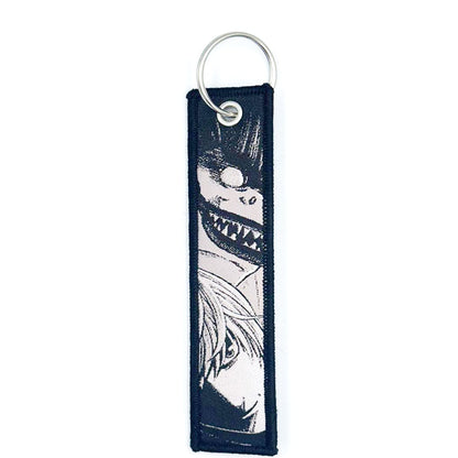 Embroidered keychain on Japanese anime tags
