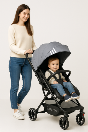 عربة اطفال مع مقبض متعدد الاتجاهات