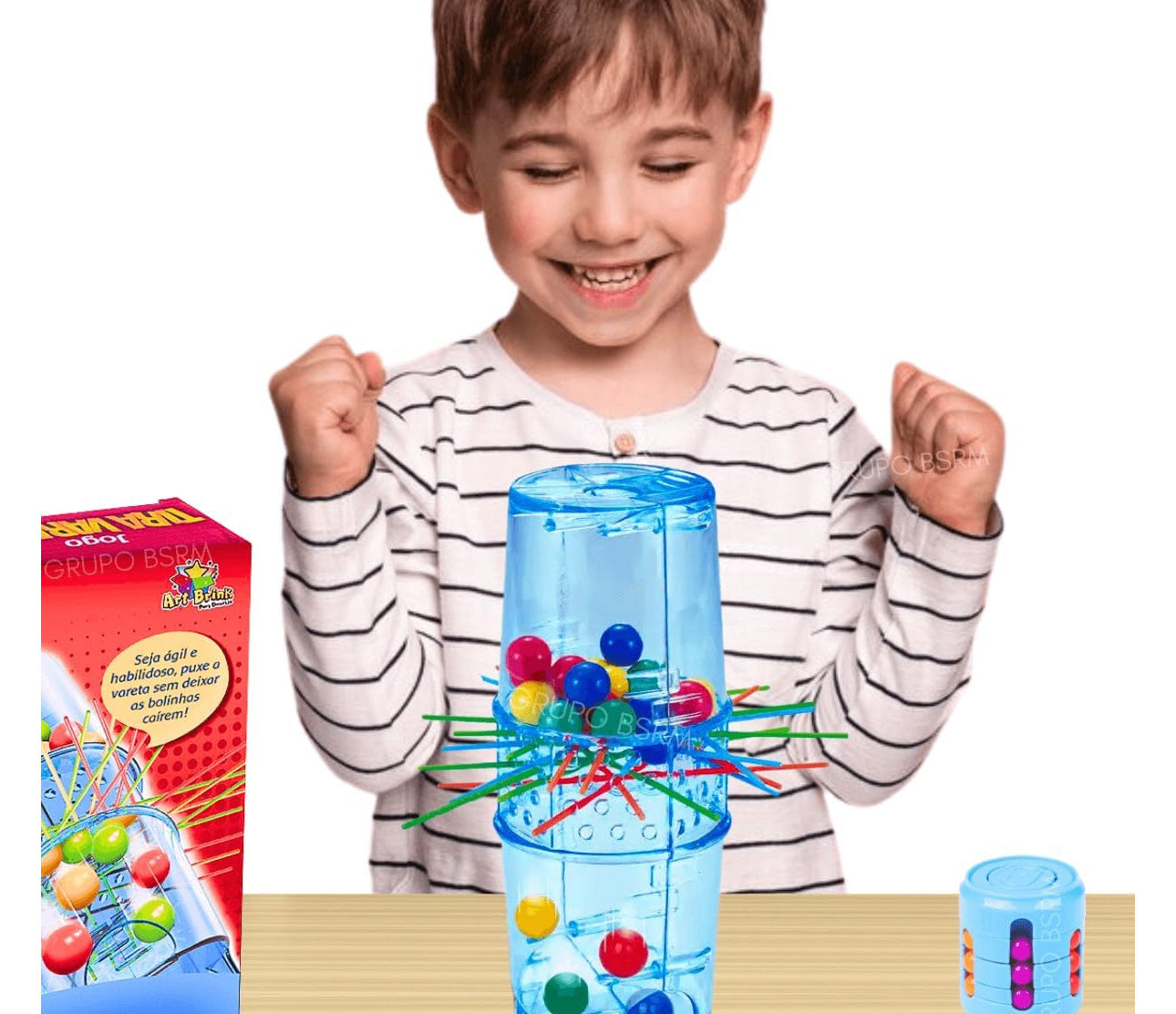 Pick up sticks and drop balls game for children